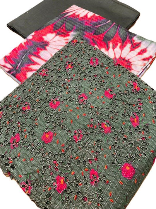 Anaya Print Emb Lawn-3PC