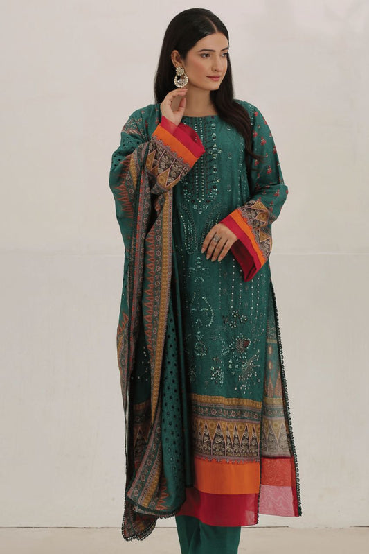 Safron By Anaya Noor Embroidered Karandi-3PC