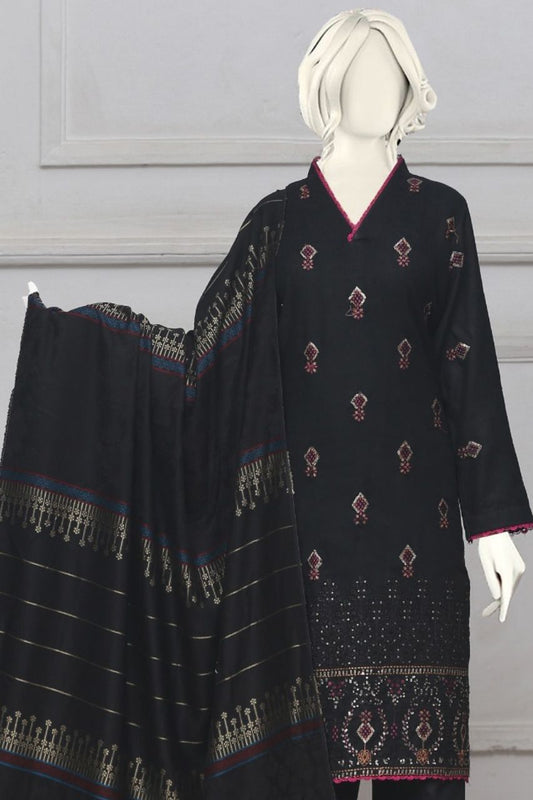 Mehr-U-Nisa Embroidered Slub Dhanak-3PC