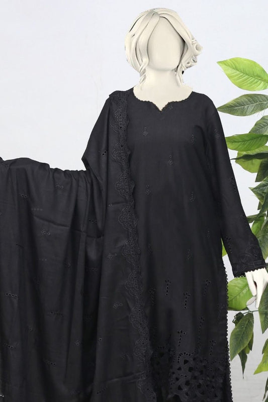 Andaz Aplic Embroidered Slub Marina-3PC