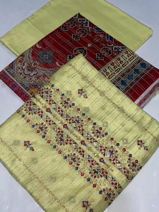 Digital Print With Heavy Emb Lawn-3PC