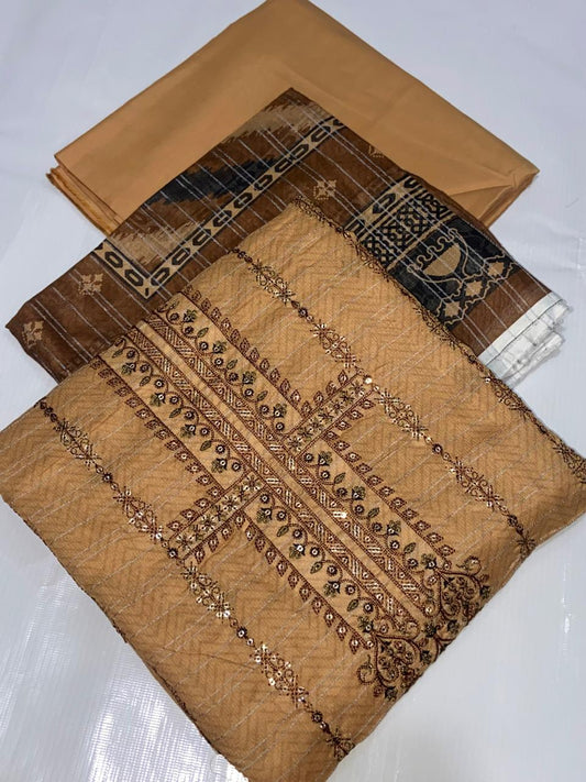 Digital Print With Heavy Emb Lawn-3PC