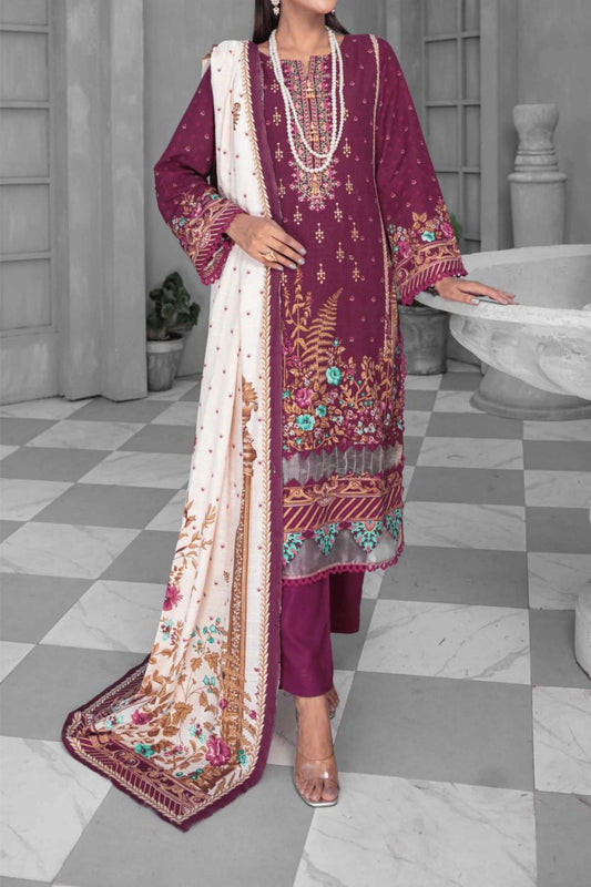 Denara By Anaya Embroidered Slub khaddar-3PC