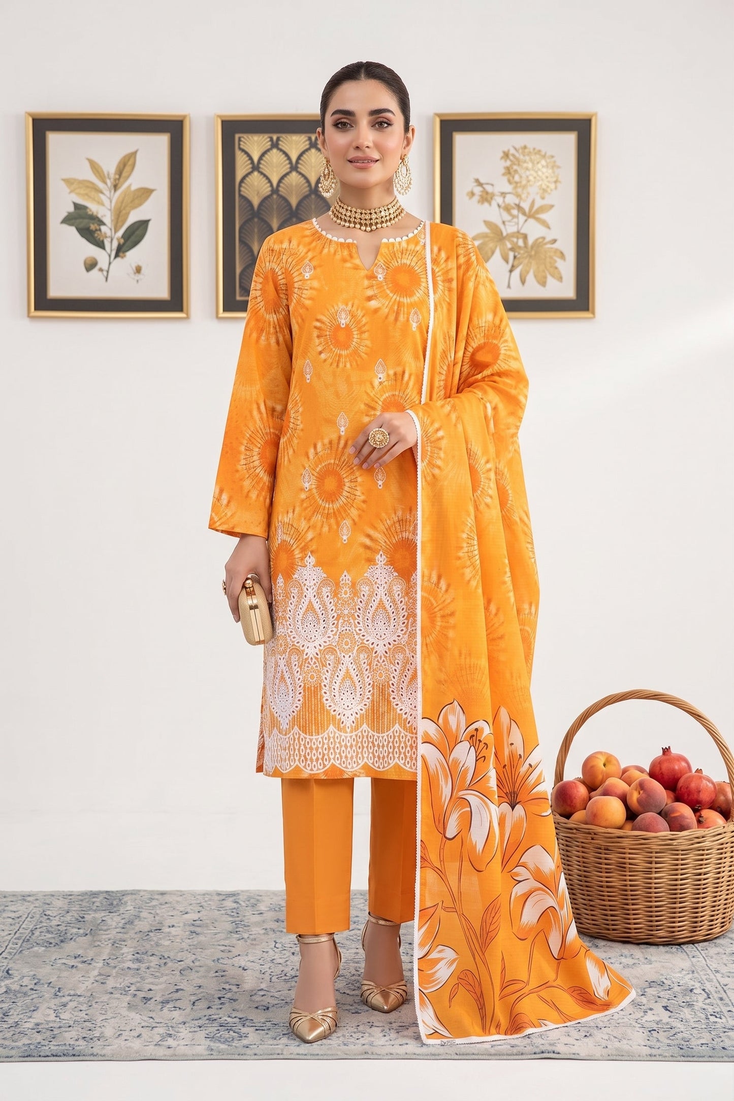 Print Kari By Anaya Noor Heavy Emb Banadora Lawn 3PC