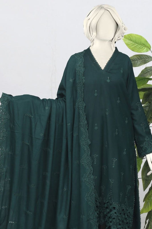 Andaz Aplic Embroidered Slub Marina-3PC