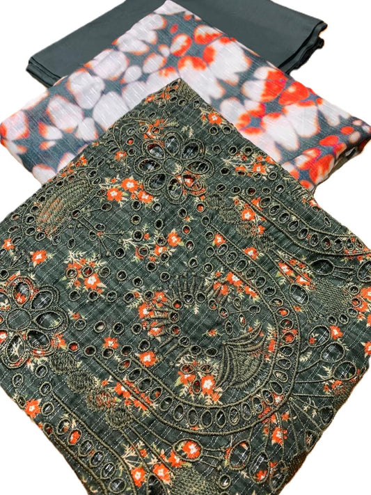 Anaya Print Emb Lawn-3PC