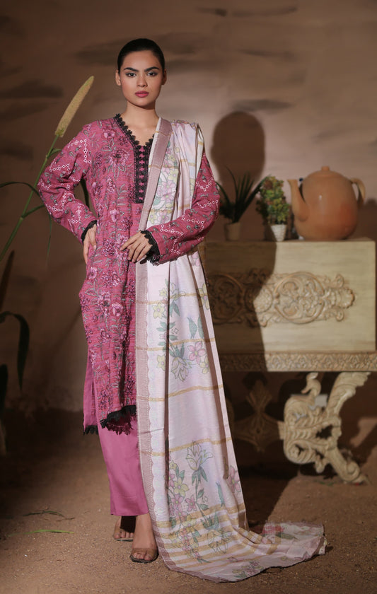 Anaya Noor Julli Emb Peach Wool-3PC