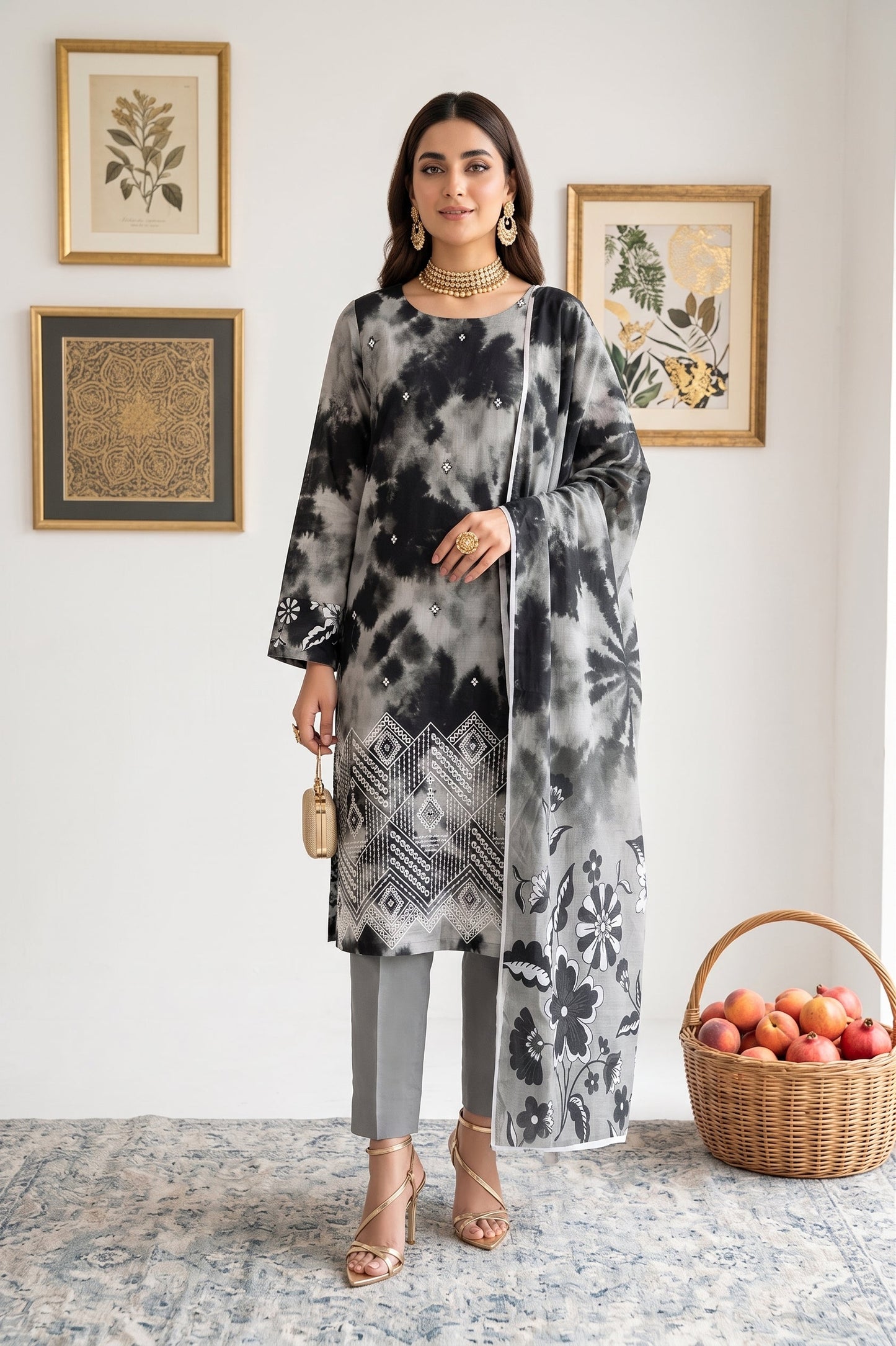Print Kari By Anaya Noor Heavy Emb Banadora Lawn 3PC
