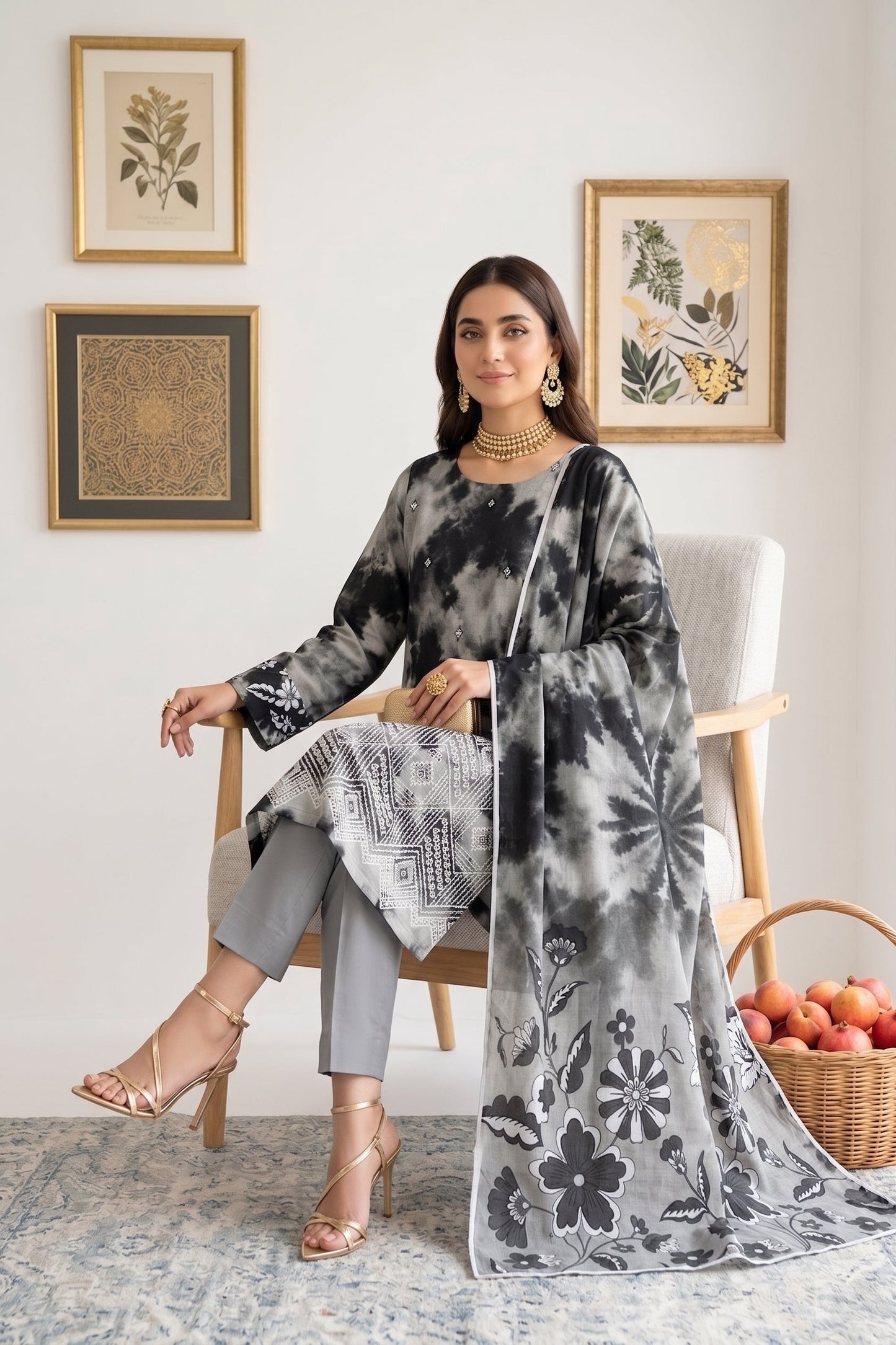 Print Kari By Anaya Noor Heavy Emb Banadora Lawn 3PC