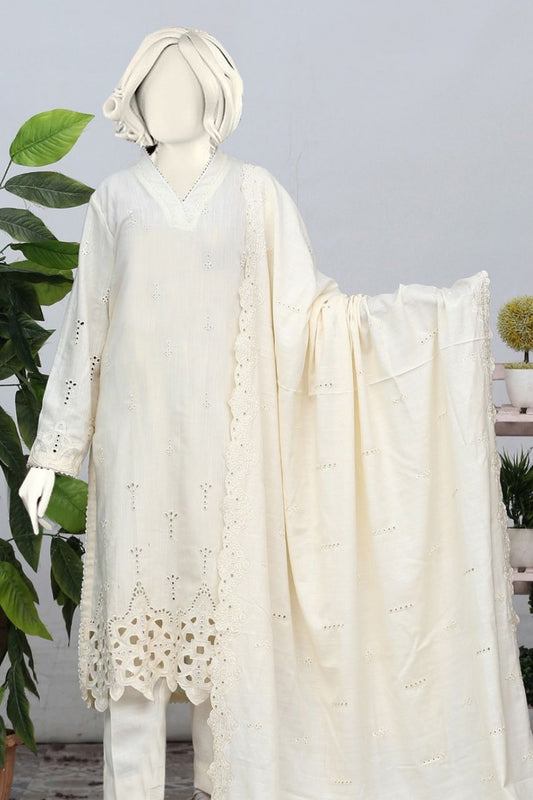 Andaz Aplic Embroidered Slub Marina-3PC
