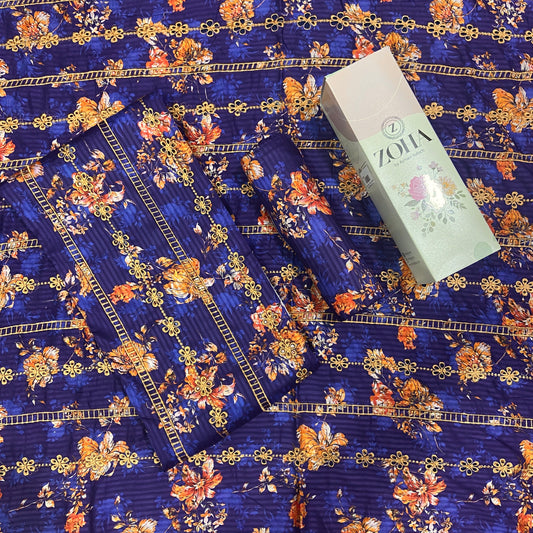 Anaya Noor Stripe Marina Emb Chikenkari Shirt & Trouser-2PC