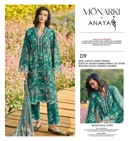 Monarki Print Emb Lawn-3PC