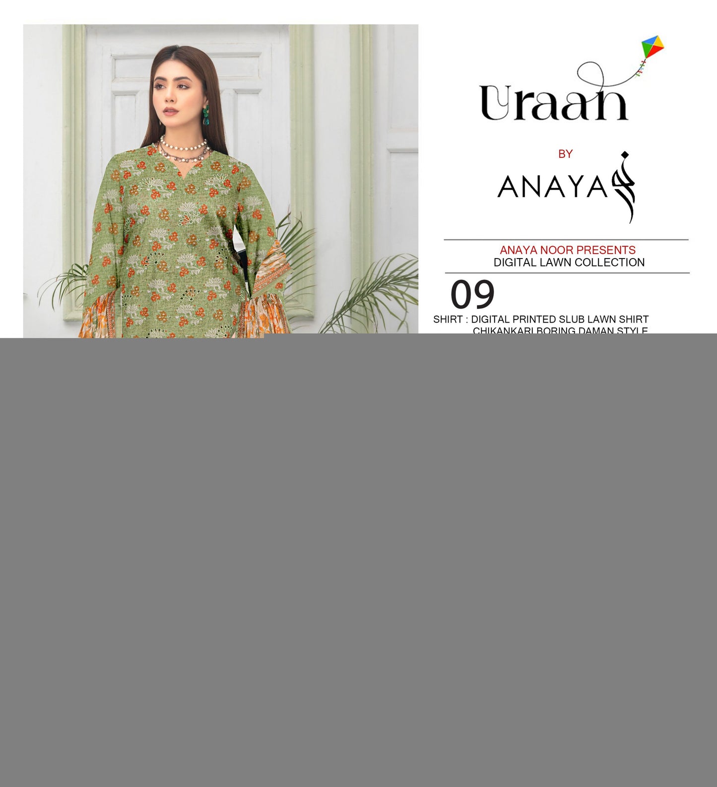 Anaya Print Emb Lawn-3PC