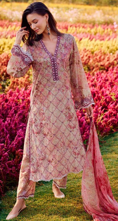 Monarki Print Emb Lawn-3PC