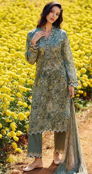 Monarki Print Emb Lawn-3PC