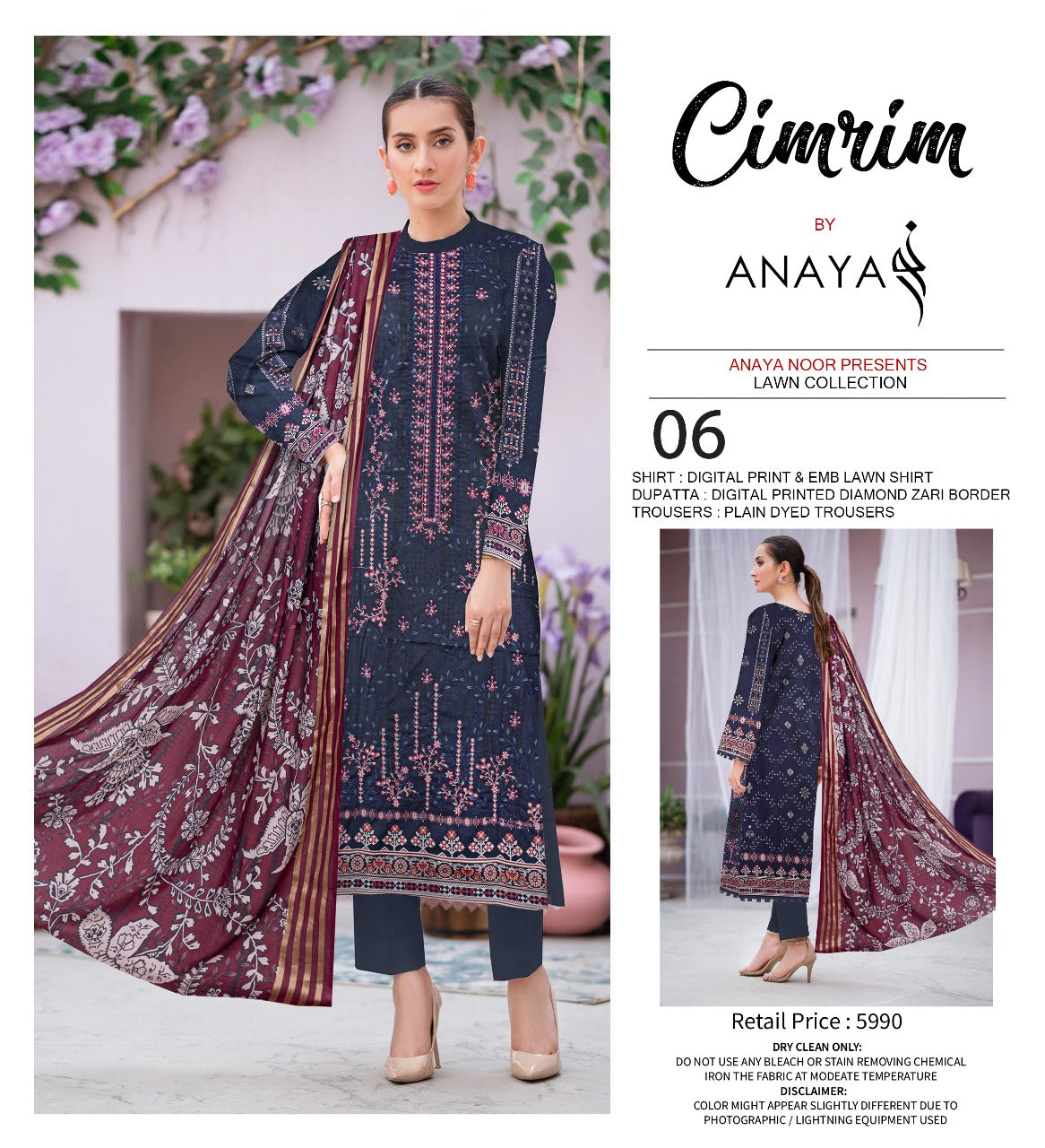 Cimrim Print Emb Lawn-3PC