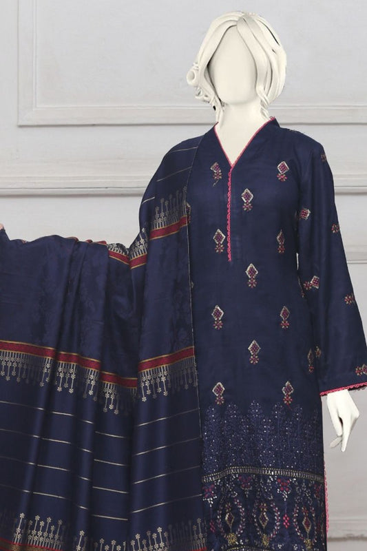 Mehr-U-Nisa Embroidered Slub Dhanak-3PC