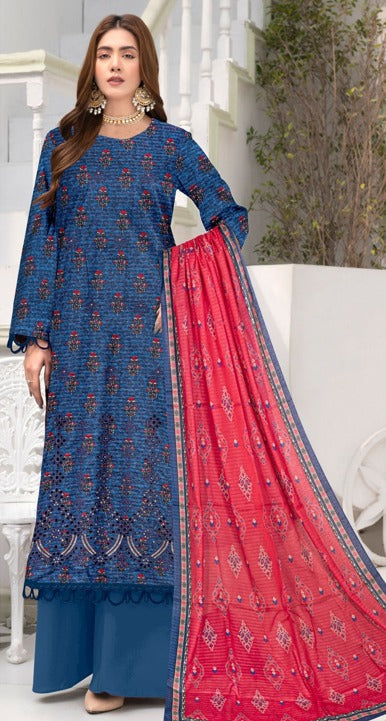 Anaya Print Emb Lawn-3PC