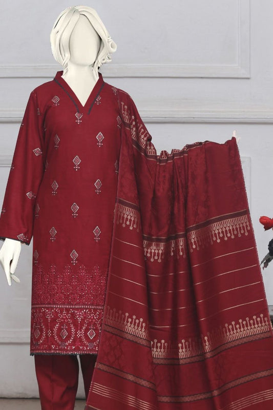 Mehr-U-Nisa Embroidered Slub Dhanak-3PC