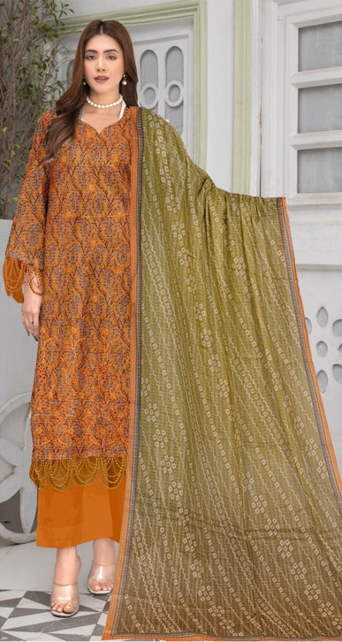 Anaya Print Emb Lawn-3PC