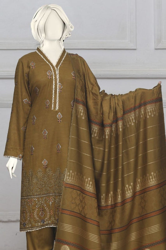 Mehr-U-Nisa Embroidered Slub Dhanak-3PC