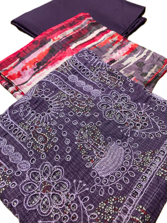 Anaya Print Emb Lawn-3PC